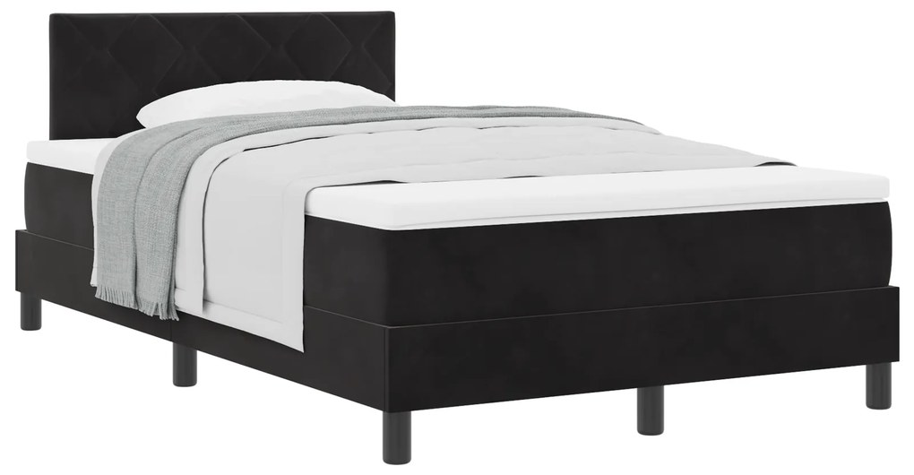 Cama Box Spring com Colchão vidaXL Preta 120x200 cm Veludo