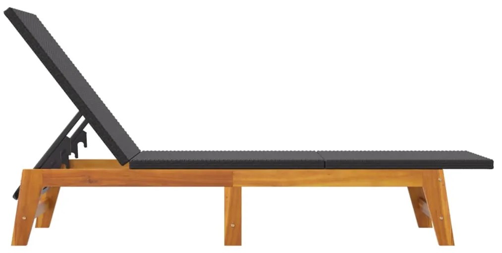 Espreguiçadeira com mesa vime PE e madeira de acácia maciça