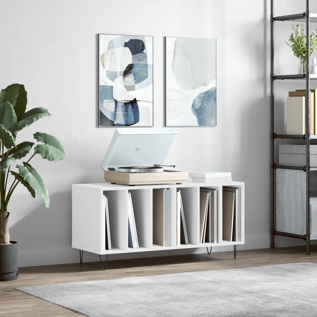 vidaXL Armário para discos 100x38x48 cm derivados de madeira branco