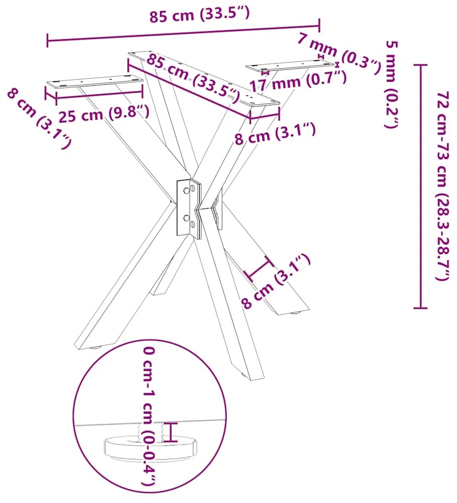 Pé de mesa de jantar em formato de aranha, branco, 85x85x(72-73) cm, a