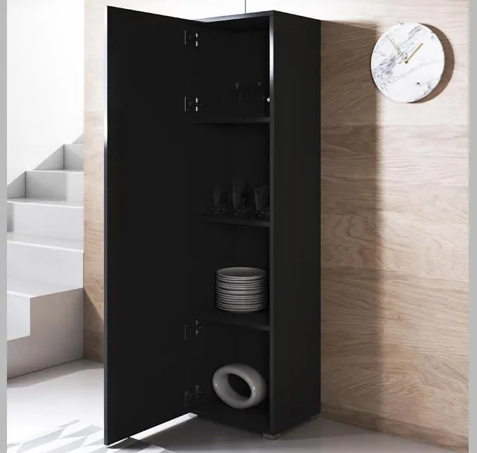 Armário Alto Córdoba – 40x167 cm – Preto com Pés