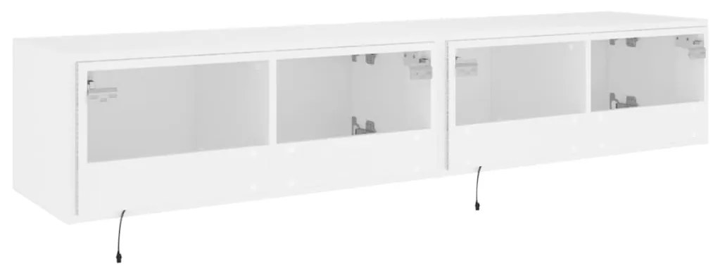 Móveis de parede p/ TV com luzes LED 2 pcs 80x35x31 cm branco