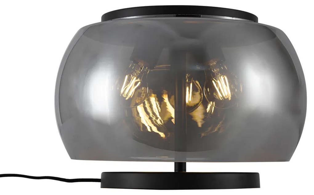 Candeeiro de Mesa Design Preto com Vidro Fumado 3-Luzes - Bino