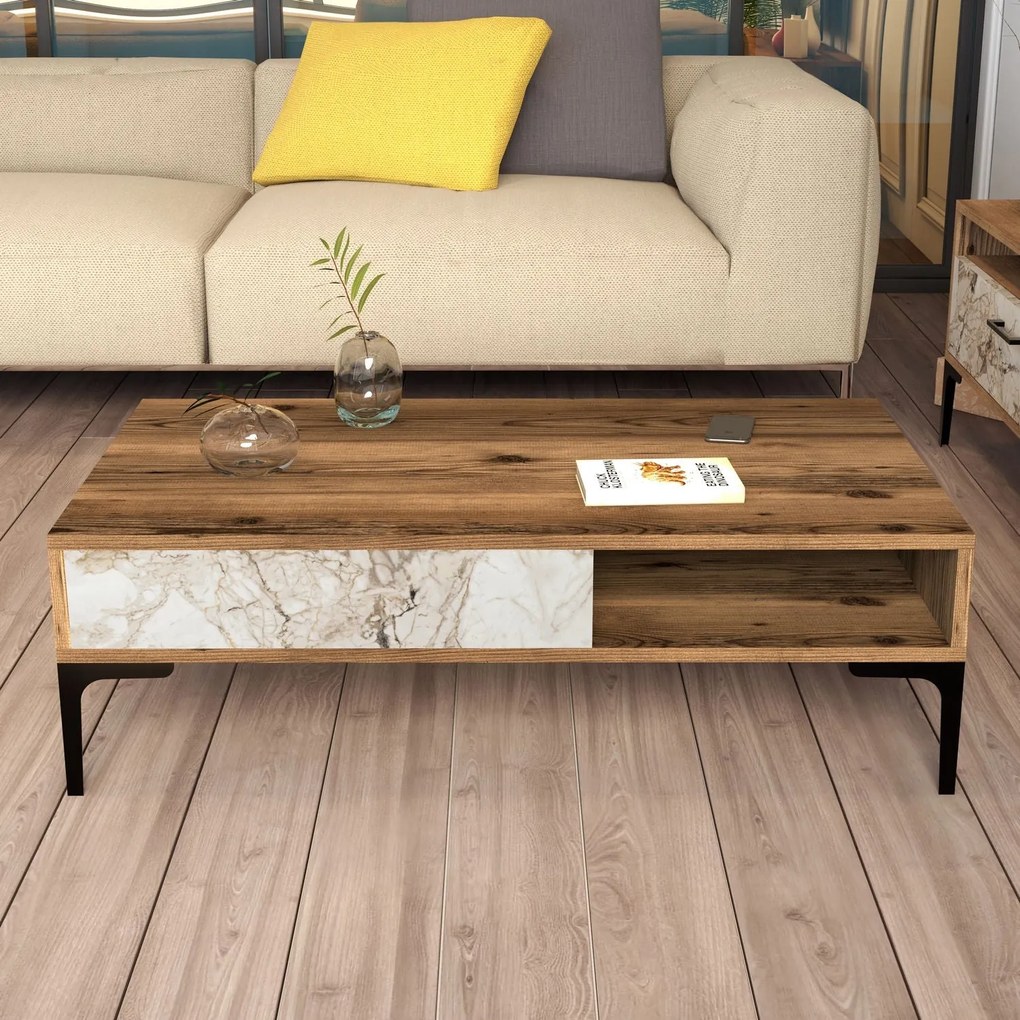 Mesa de Centro Istanbul – Nogueira Branca – 105 cm x 32,6 cm x 60 cm