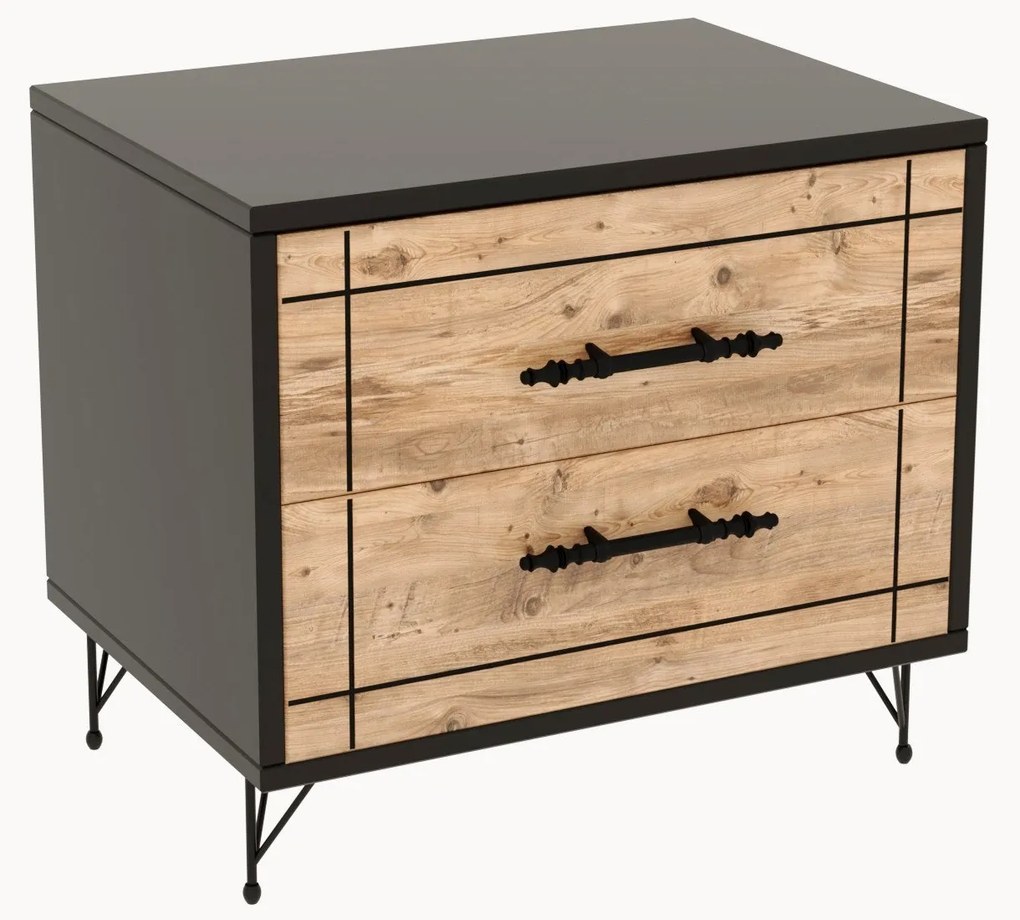 Mesa de Cabeceira Night – Carvalho Preto – 50x55x40 cm