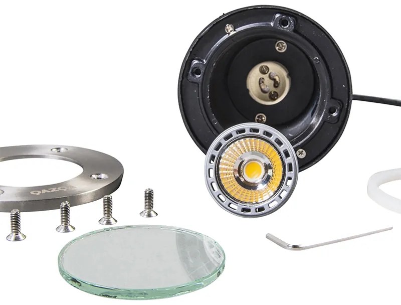 Foco de chão moderno em aço inoxidável - Basic Round Moderno