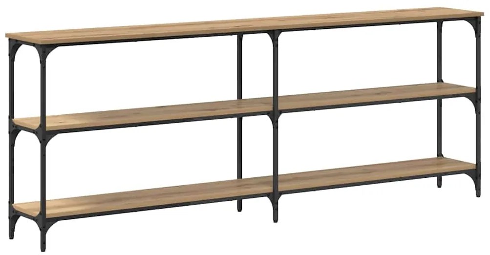 mesa de console Carvalho Artesanal 200x29x75 cm Madeira Técnica