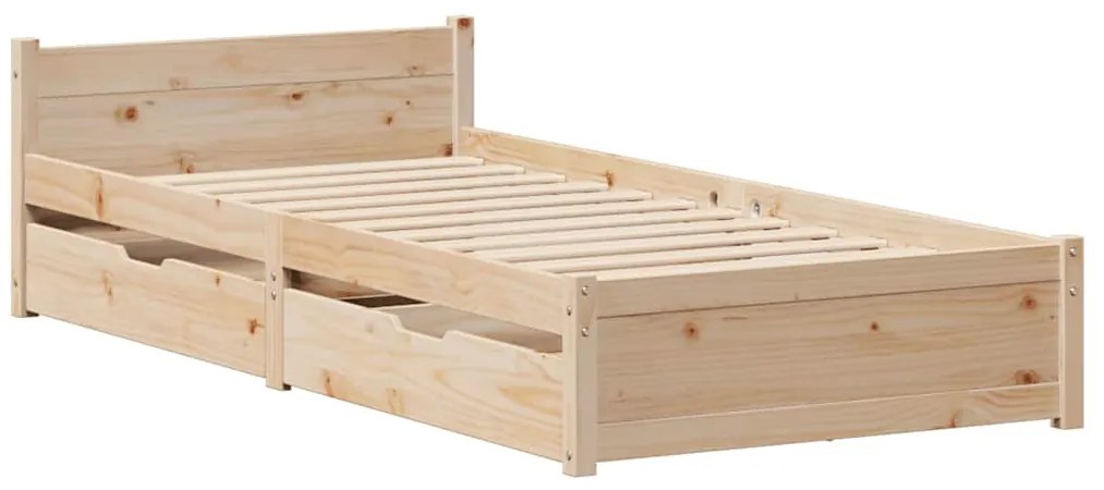 Cama sem colchão 75x190 cm madeira de pinho maciça