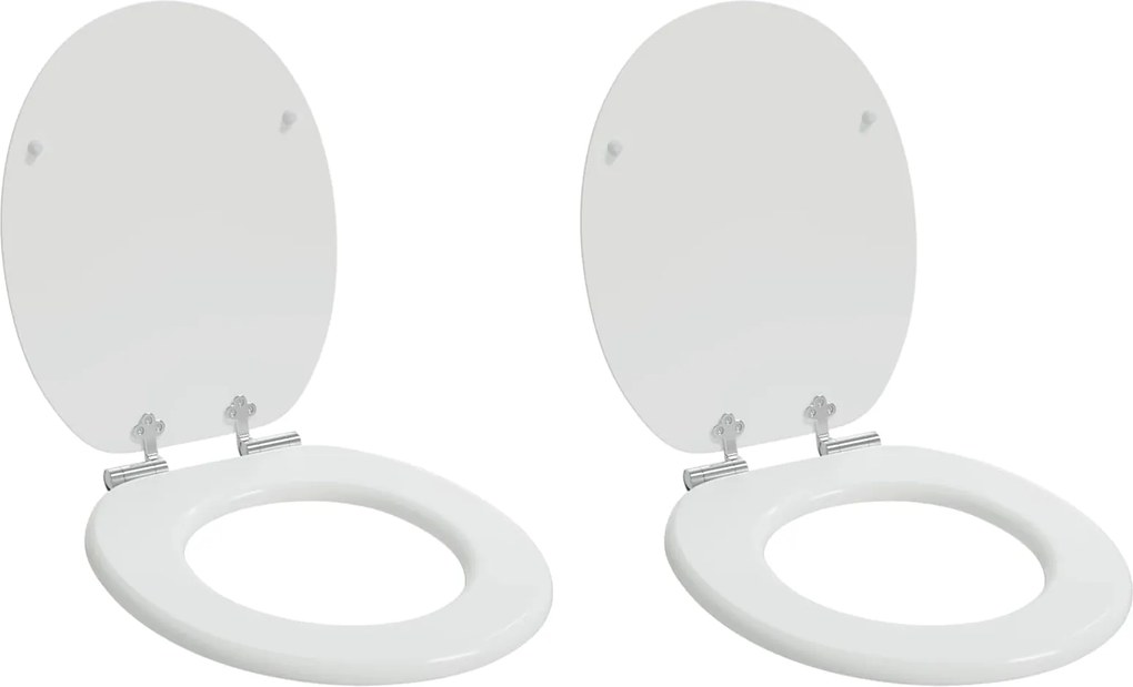 vidaXL Assento de Vaso Sanitário 2 pcs Branco 44 x 38 cm Placa de MDF