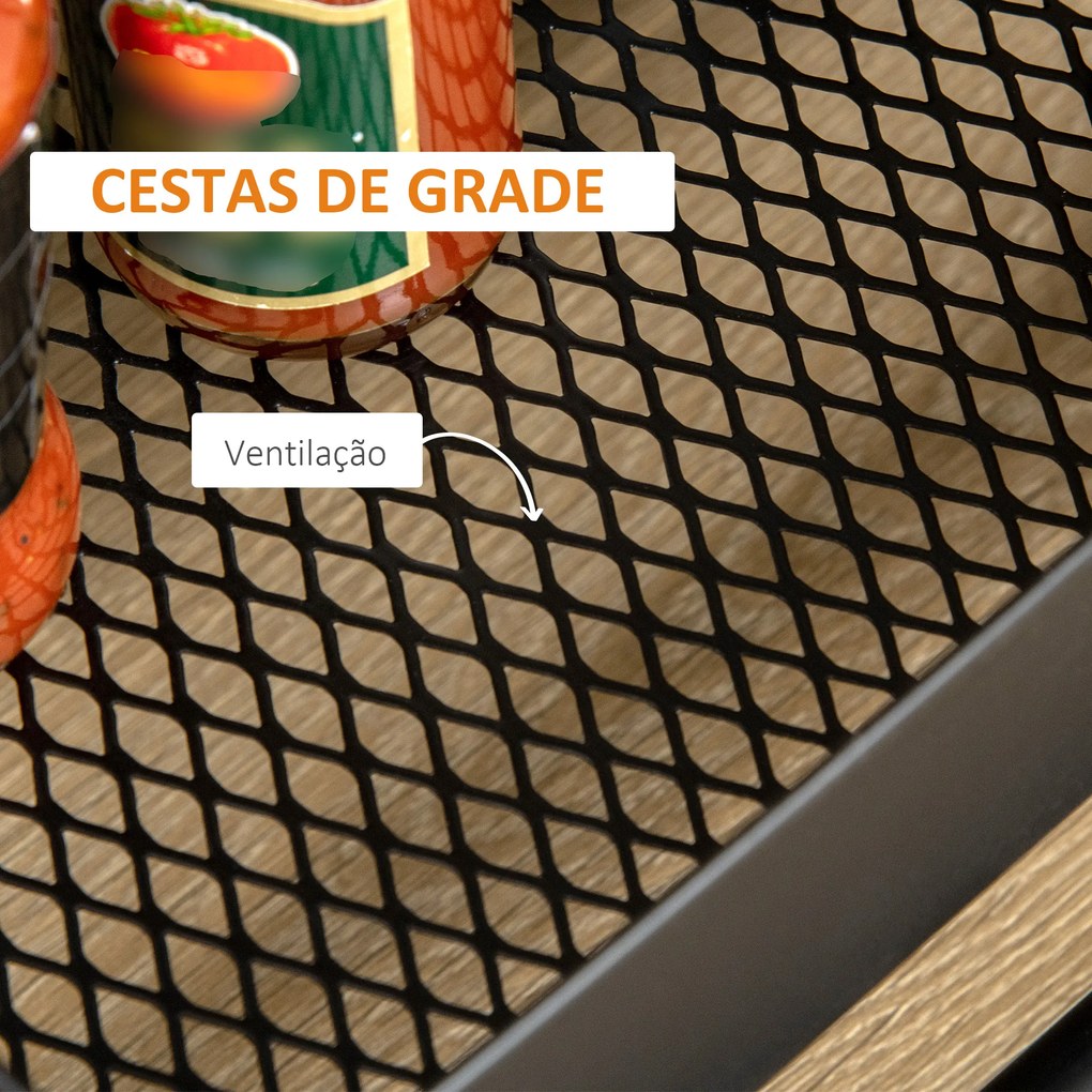 HOMCOM Carrinho de Cozinha com Rodas Carrinho de Armazenamento de 3 Níveis e Rodas com Freio para Sala de Estar Dormitório Escritório 46x34,5x76,5cm Preto