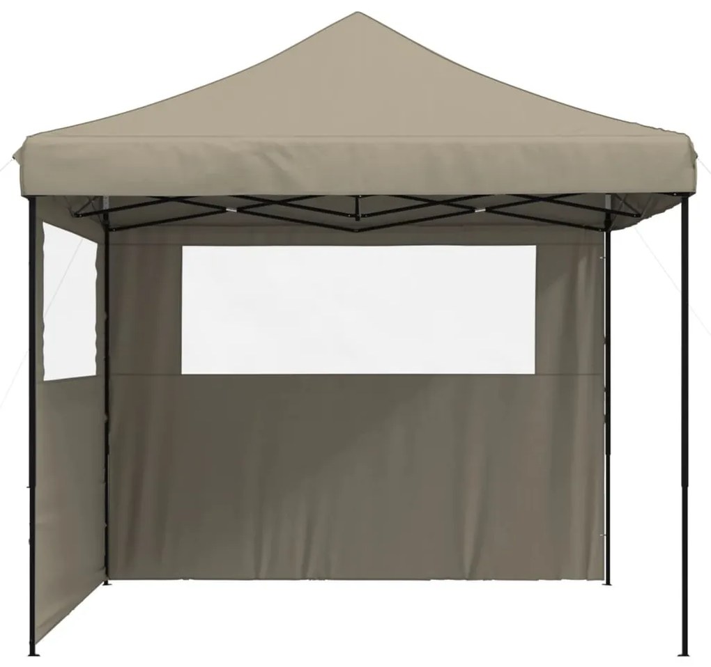 Tenda p/ festas pop-up dobrável c/ 2 paredes cinza-acastanhado