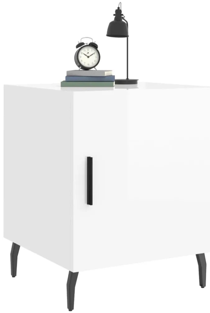 Mesa de cabeceira 40x40x50cm derivados madeira branco brilhante