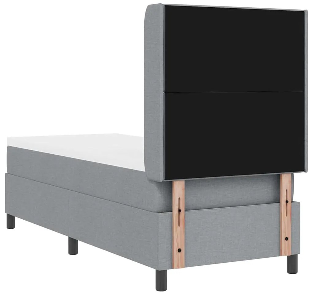 Cama com Estrado e Colchão Cinza Claro 90x190 cm em Tecido