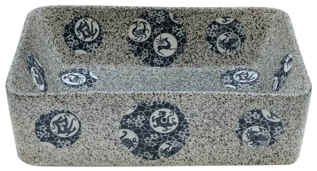 Lavatório de bancada retangular 46x35,5x13 cm cerâmica multicor