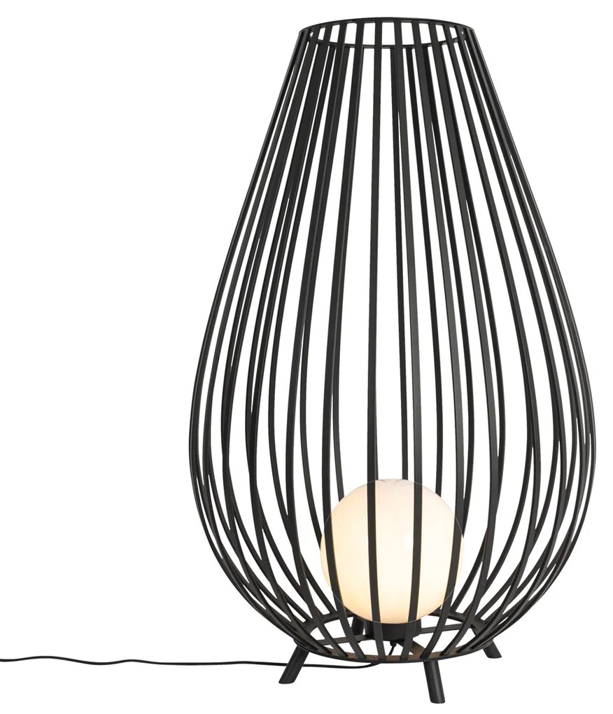Candeeiro de pé design preto com opal 110 cm - Angela Design