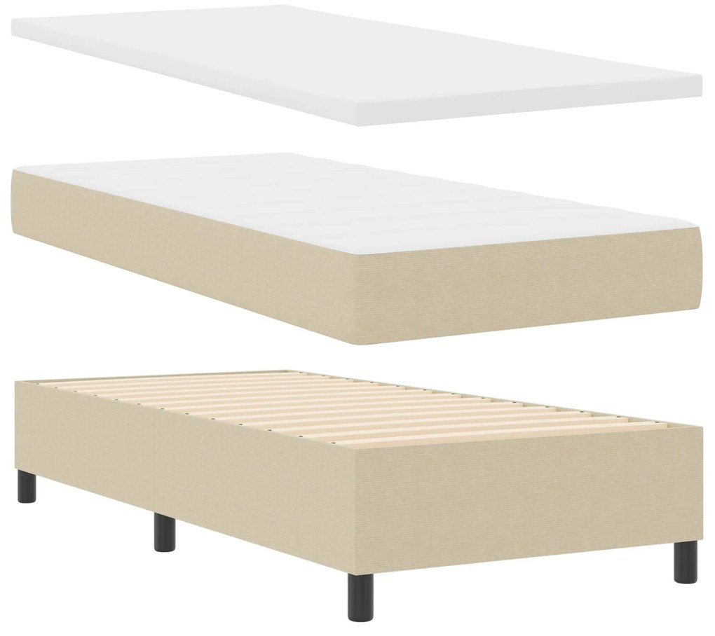 Cama Box Spring com Colchão Verde Claro Cinza 90x200 cm Tecido de Velu