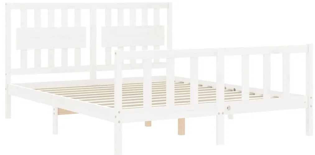 Cama sem colchão 160x200 cm madeira de pinho maciça branco