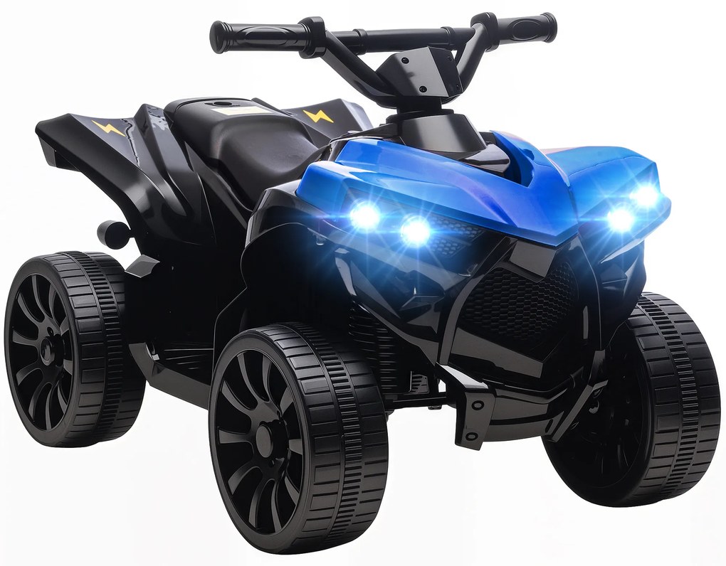 Moto 4 Elétrico para Crianças 6 V para Crianças com Velocidade até 3 km/h Faróis e Música 70x42x45 cm Azul