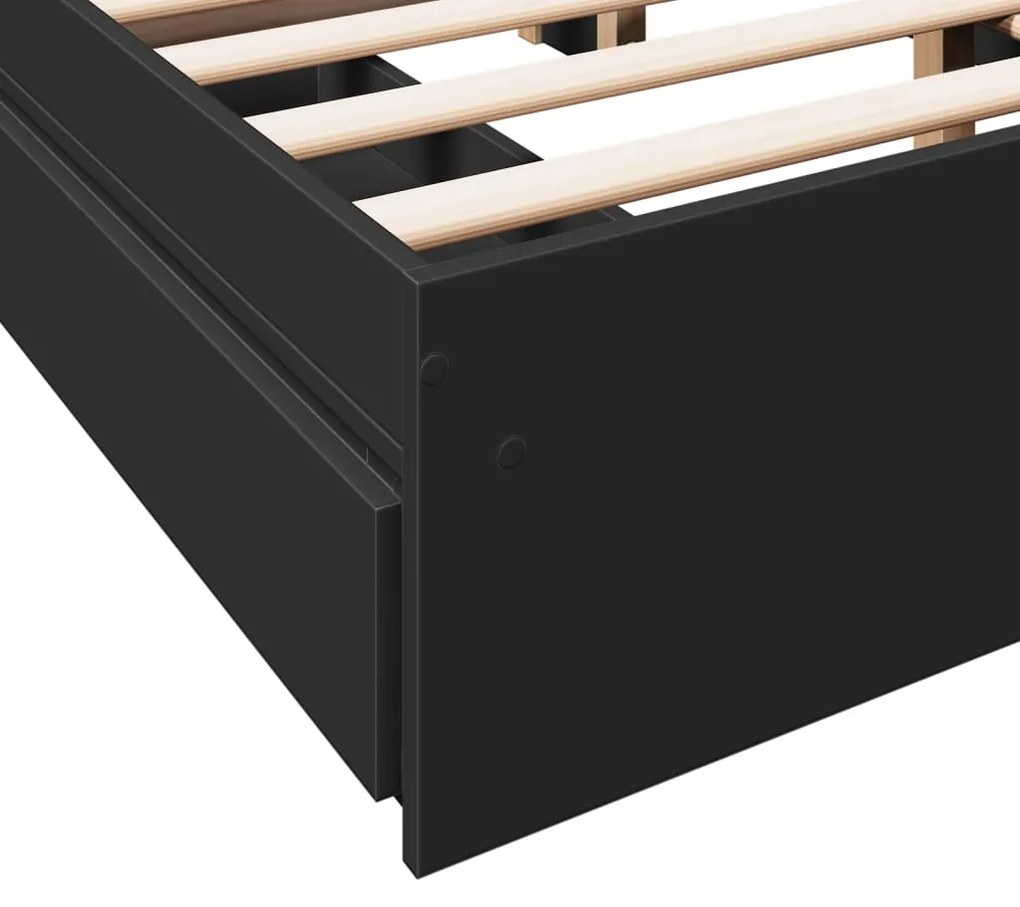 Estrutura de cama c/ gavetas 140x200 cm derivados madeira preto