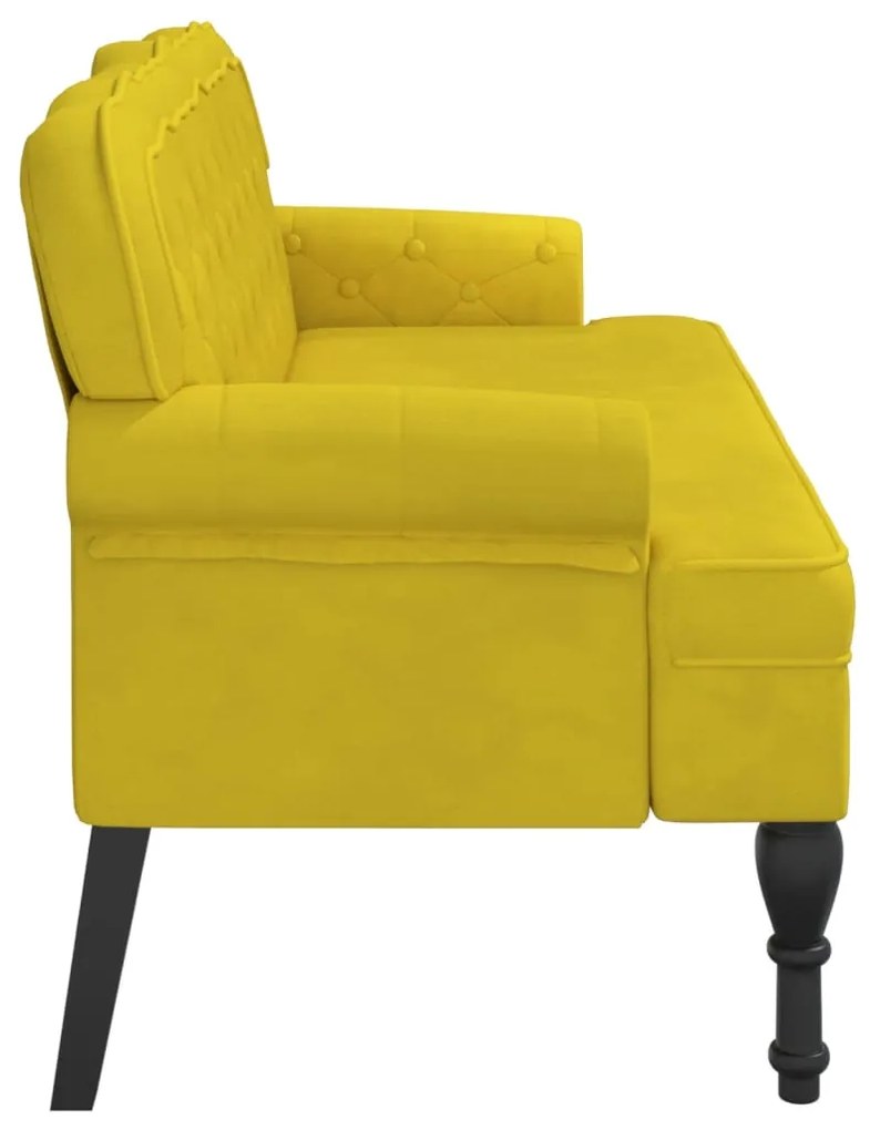 Banco com encosto 119,5x64,5x75 cm veludo amarelo