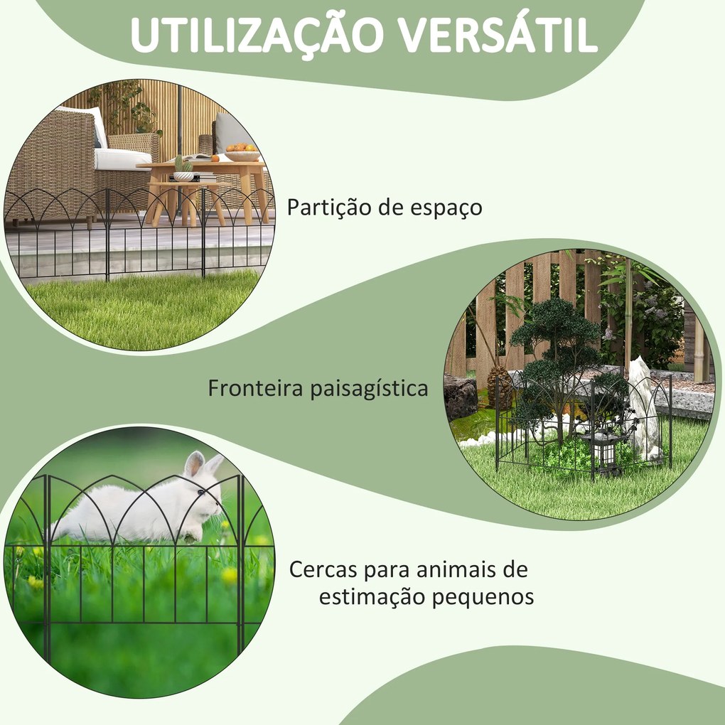 Cercas de Jardim 205x45,5 cm Conjunto de 5 Cercas Decorativas para Jar