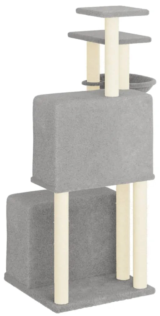 Árvore p/ gatos c/ postes arranhadores sisal 122 cm cinza-claro