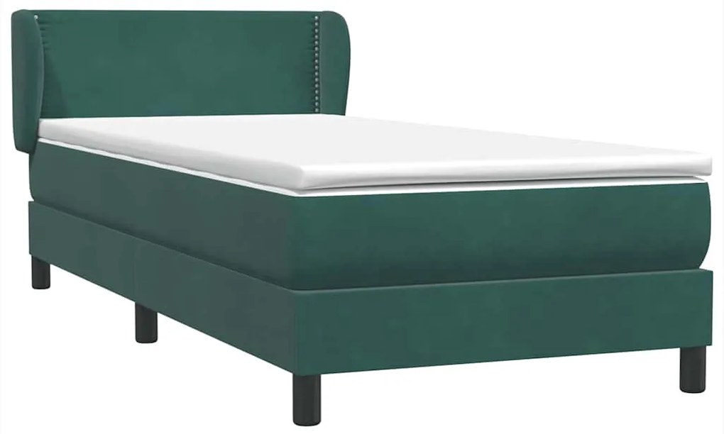 Cama com molas/colchão verde-escuro 80x220 cm veludo