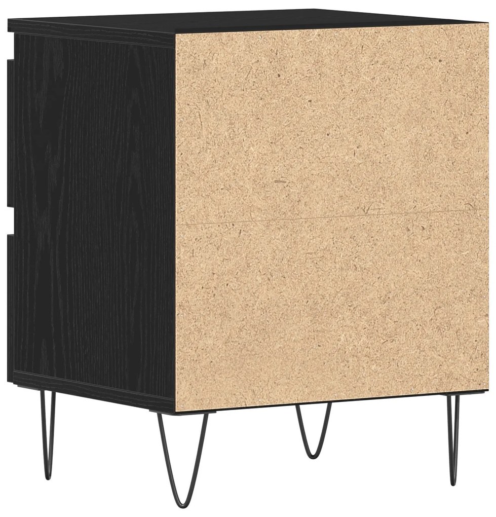 Mesa de cabeceira vidaXL Preto Carvalho 40x35x50 cm Madeira de engenha