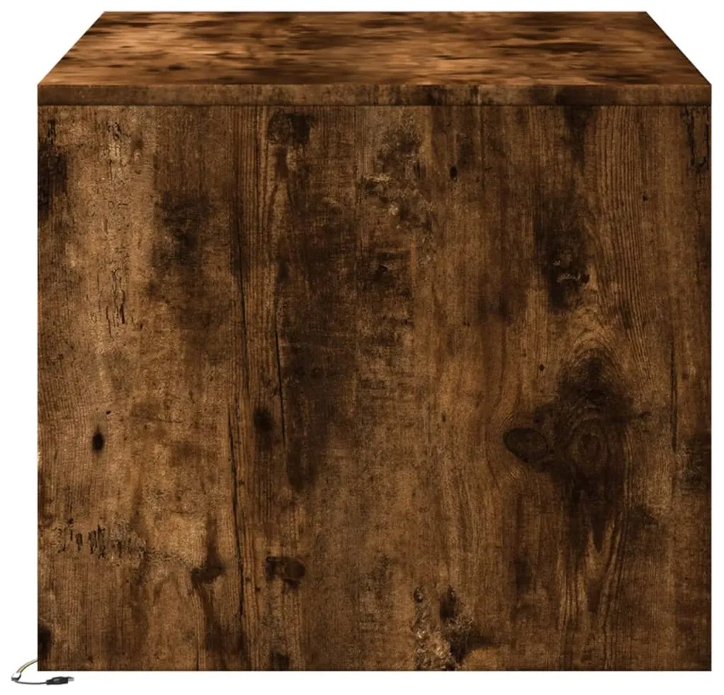 Mesa de centro c/ luzes LED derivados madeira carvalho fumado