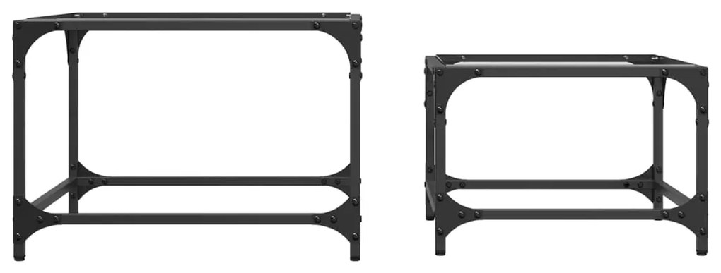 Mesas de centro encastrar 2 pcs c/ tampo vidro transparente aço