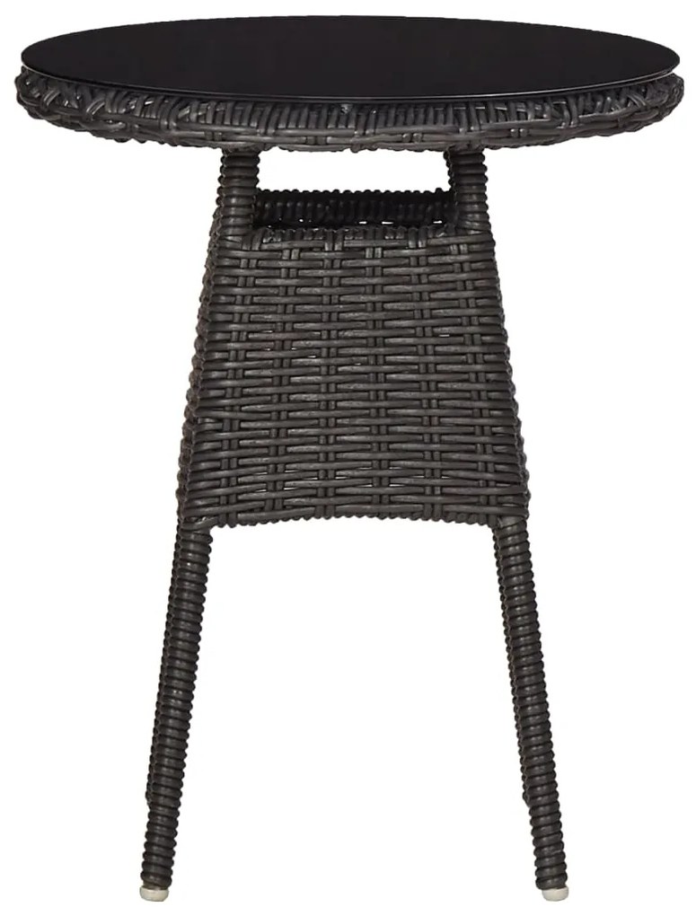 3 pcs conjunto bistrô de jardim com almofadões vime PE preto