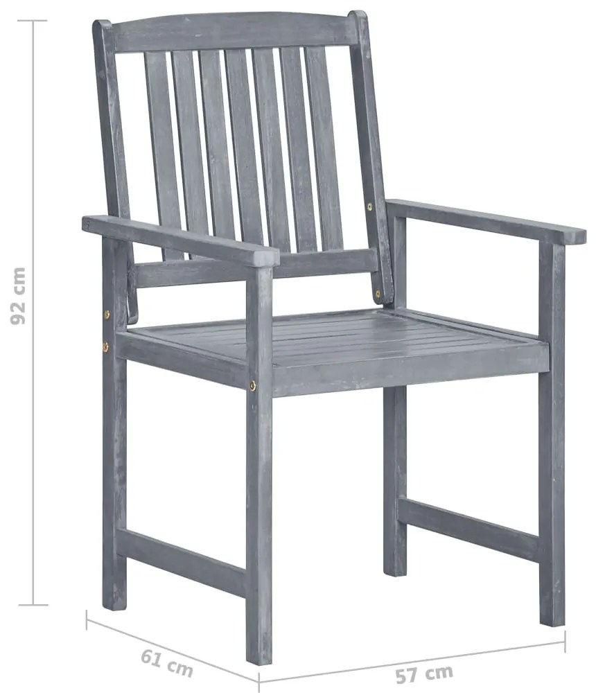 Cadeiras de jardim c/ almofadões 8 pcs acácia maciça cinzento