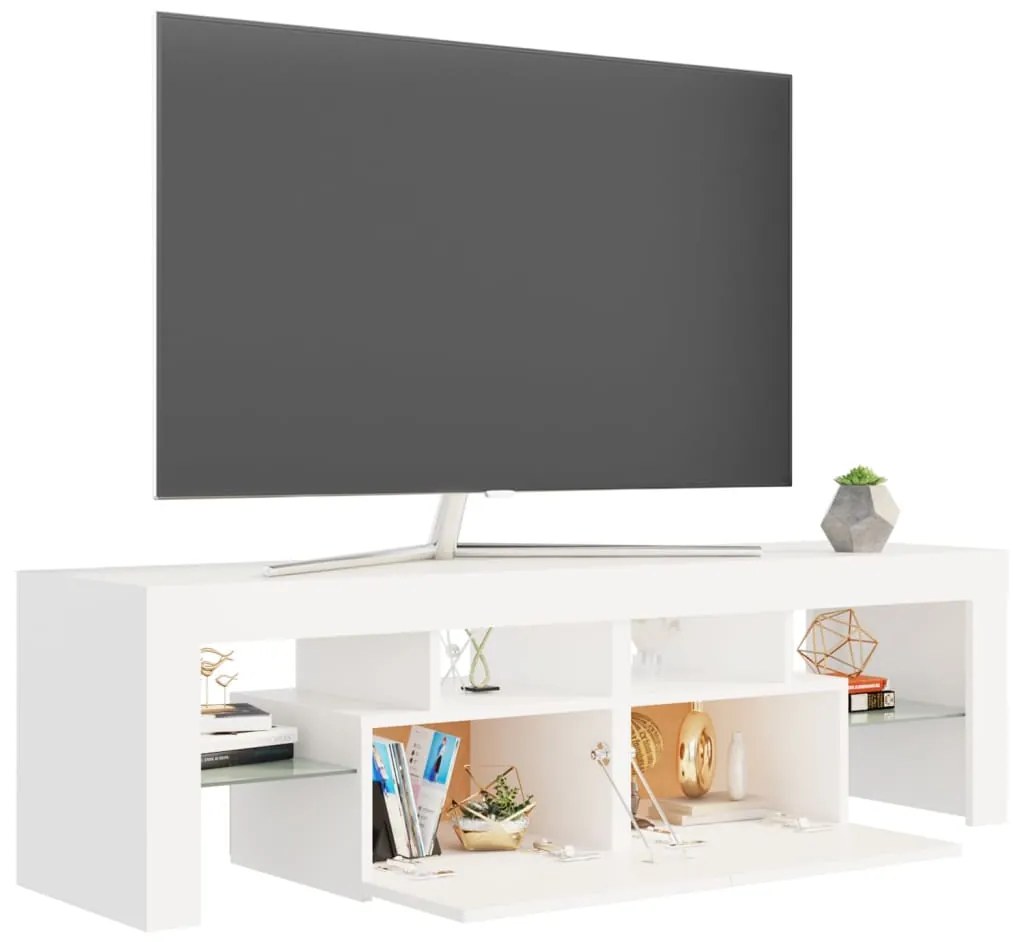 Móvel de TV com luzes LED 140x36,5x40 cm branco