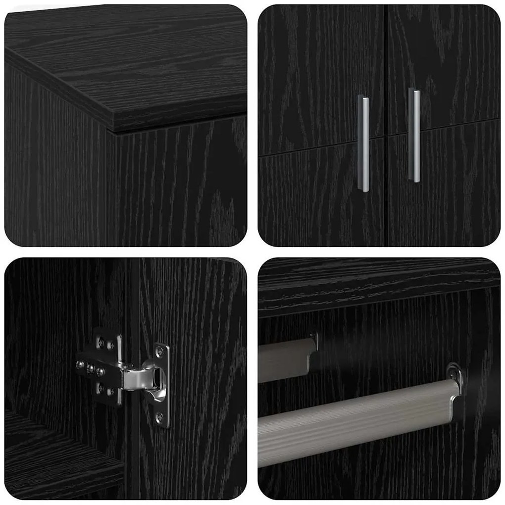 Highboard Carvalho Preto 80x39x178 cm Madeira Revestida