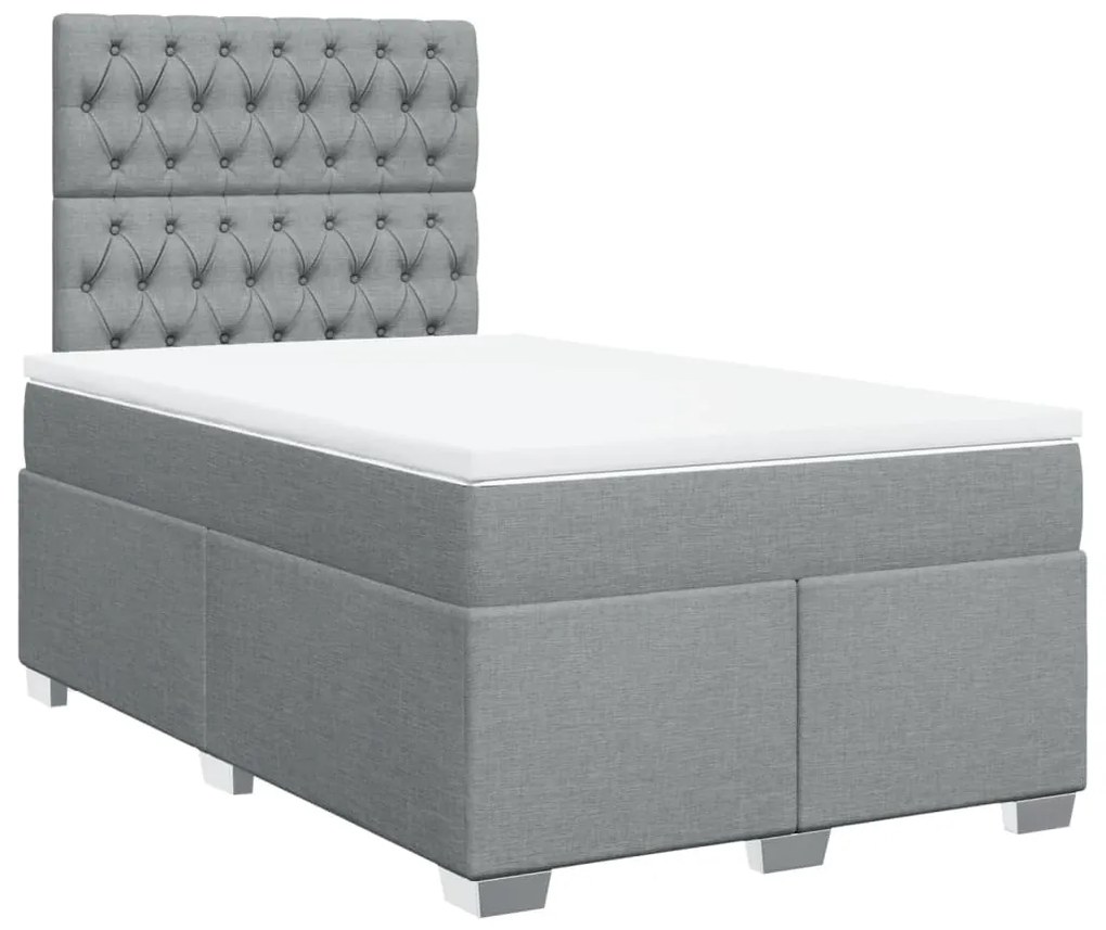 Cama boxspring com colchão 120x190 cm tecido cinzento-claro