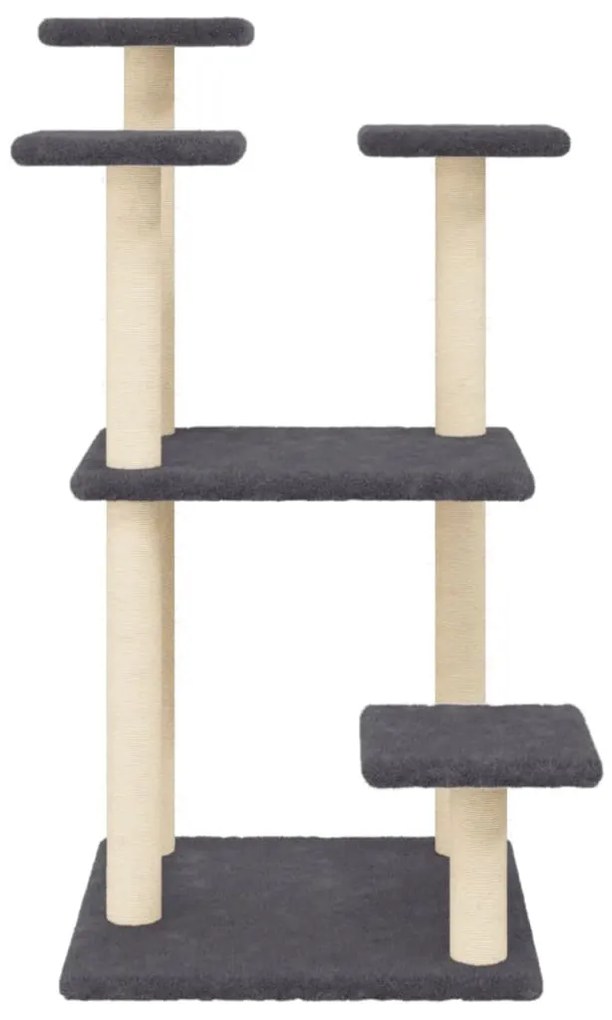 Postes arranhadores p/ gatos c/ plataformas 98,5cm cinza-escuro