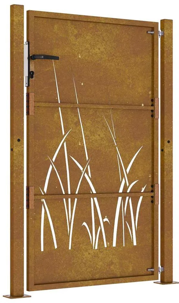 Portão de jardim 105x155 cm aço corten design erva