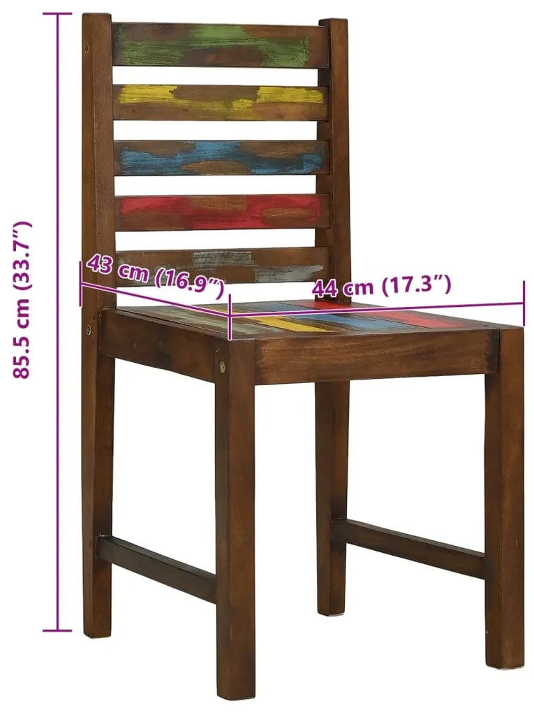 Cadeiras de jantar 2 pcs madeira recuperada maciça
