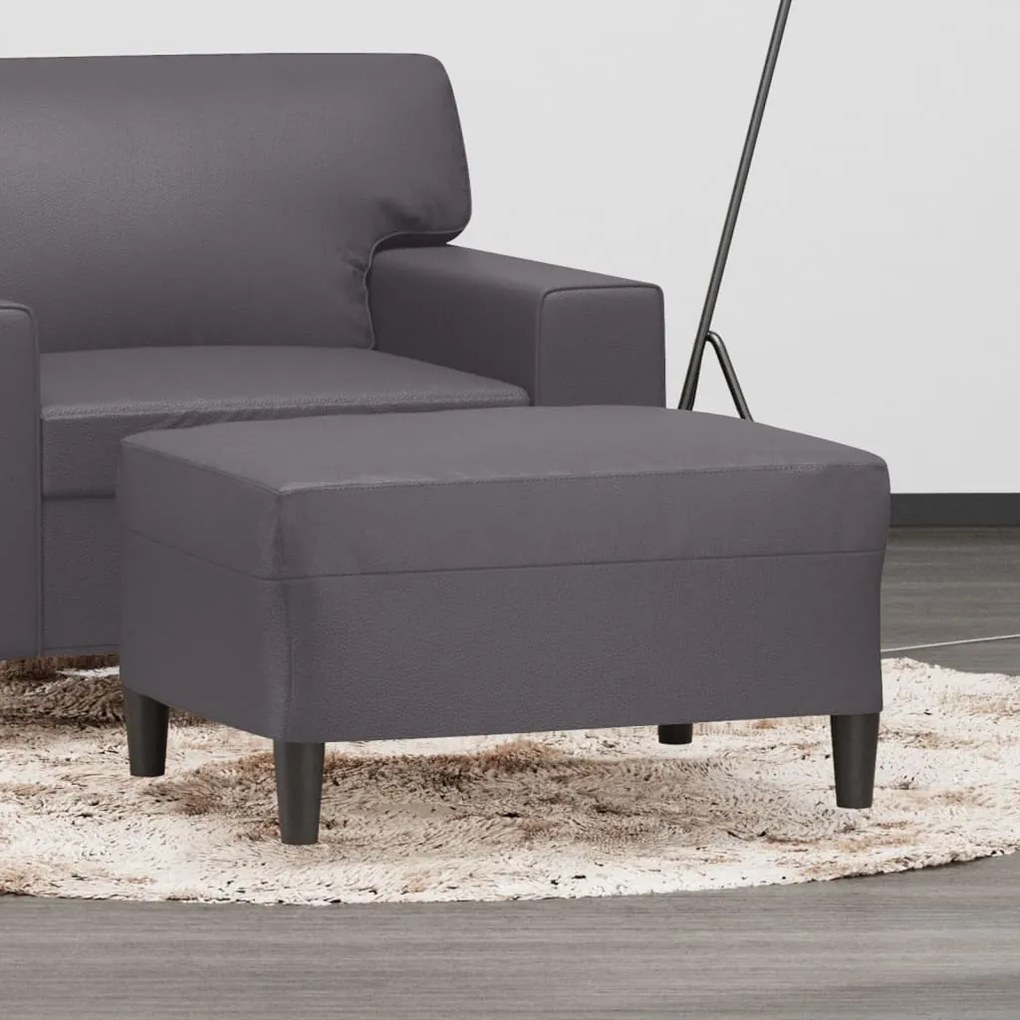 vidaXL Apoio de pés 70x55x41 cm couro artificial cinza