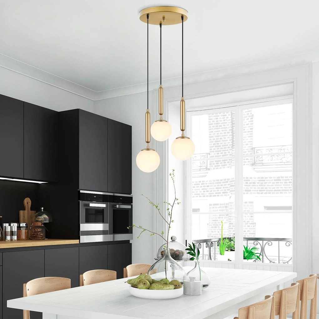 Candeeiro Suspenso King – Dourado Brilhante – 34 x 34 x 134 cm