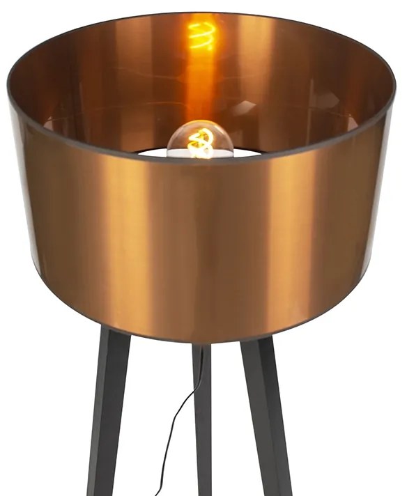 Candeeiro de pé preto com cúpula em cobre 50 cm - Puros Country / Rústico,Moderno