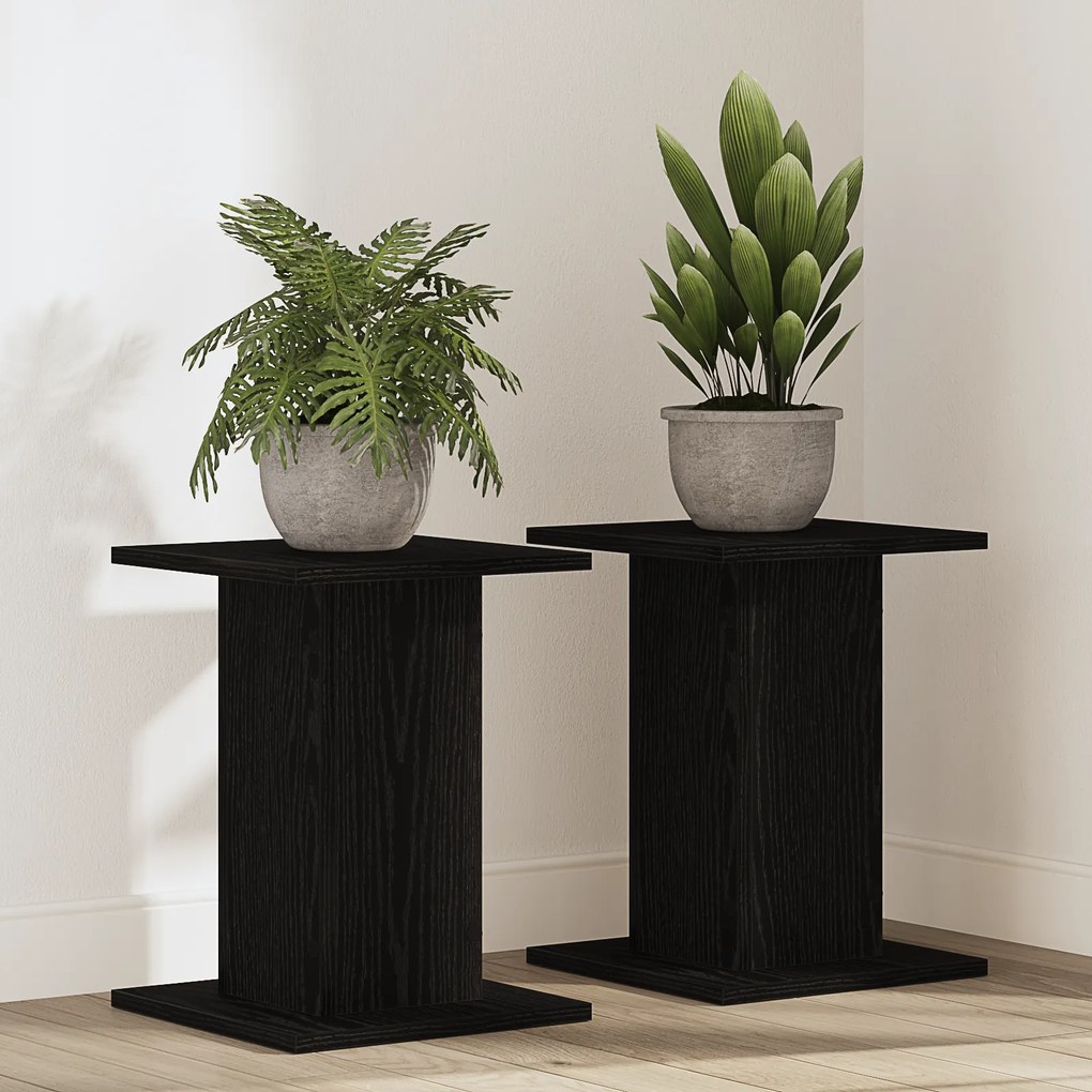 Suporte para Plantas vidaXL 2 pcs Preto Carvalho 30x30x40 cm Madeira d