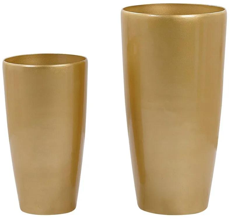 Conjunto de 2 vasos para plantas dourado TSERIA Beliani
