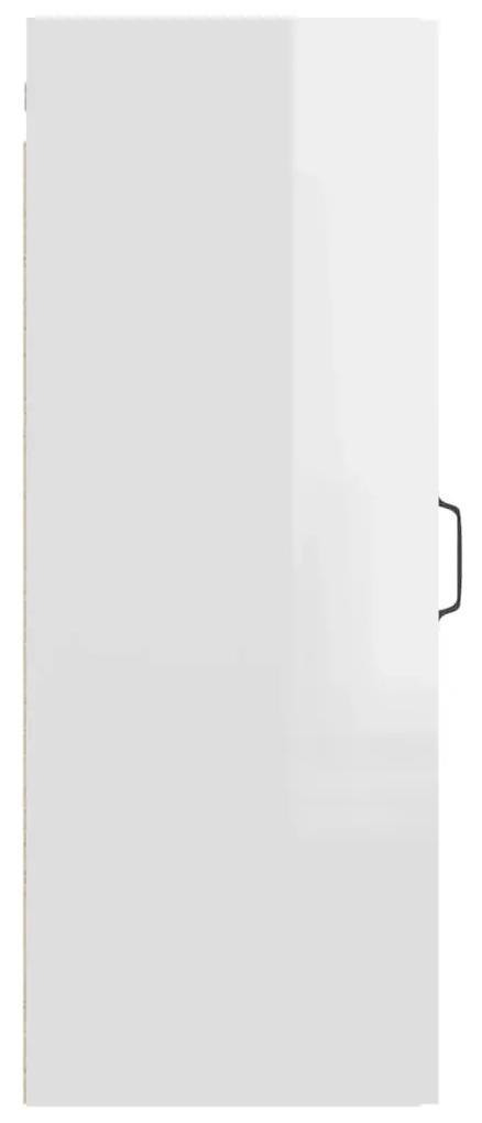 Armário de parede suspenso 34,5x34x90 cm branco brilhante