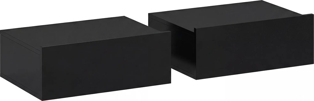 Conjunto de 2 Mesas de Cabeceira Flutuantes com 1 Gaveta para Quarto 40x30x15 cm Preto