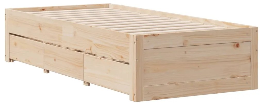Cama com estante sem colchão 75x190 cm pinho maciço