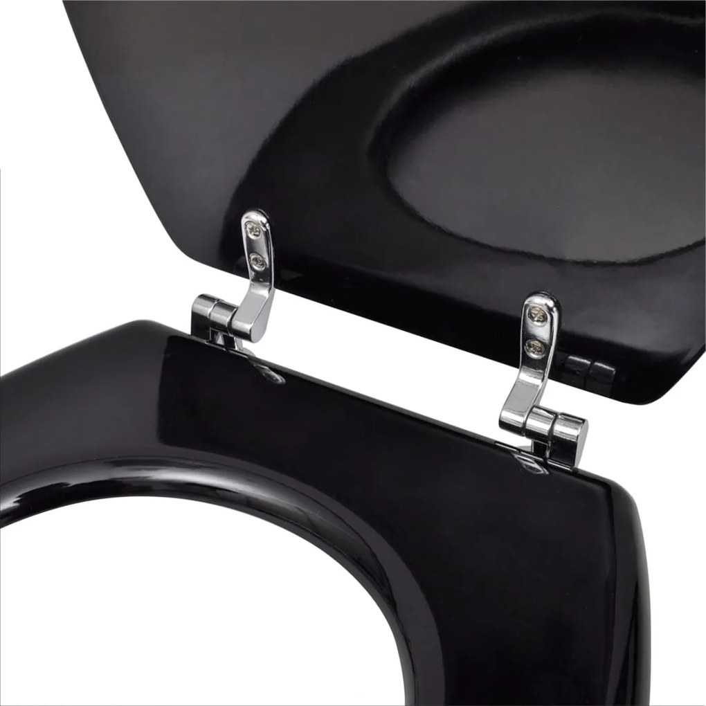Assentos de sanita com tampas 2 pcs MDF preto