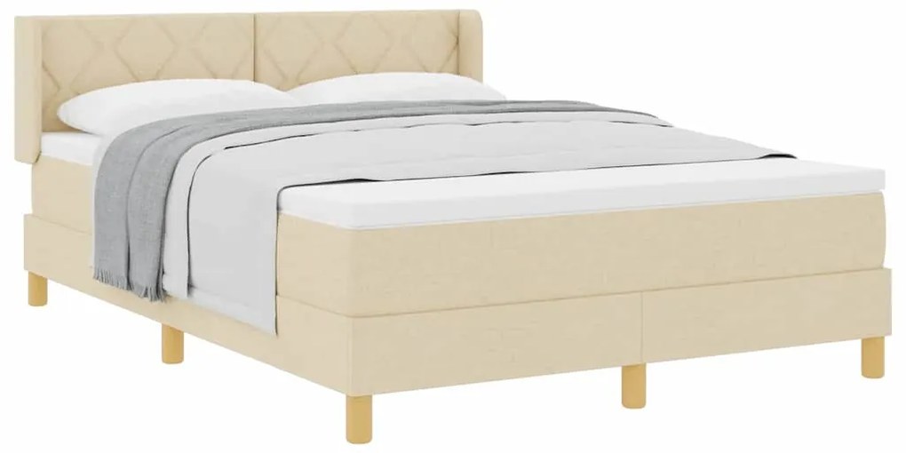 Cama Box com Colchão Creme, 140 x 190 cm, Tecido