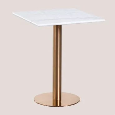 Square Cosmopolitan Marble Bar Table Mármore Branco Guangxi & ↔︎ 60 Cm & Oro Rosa - Sklum