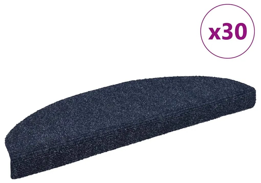 vidaXL Tapetes de escada autoadesivos 30 pcs 65x21x4 cm azul